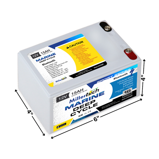 Millertech Sport Series 12v 15 AH Bluetooth Lithium Deep Cycle Battery