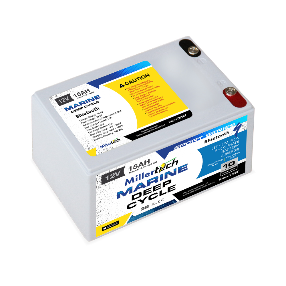 Millertech Sport Series 12v 15 AH Bluetooth Lithium Deep Cycle Battery