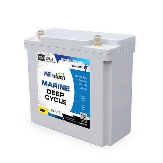 Millertech Sport Series 12v 22 AH Bluetooth Lithium Deep Cycle Battery