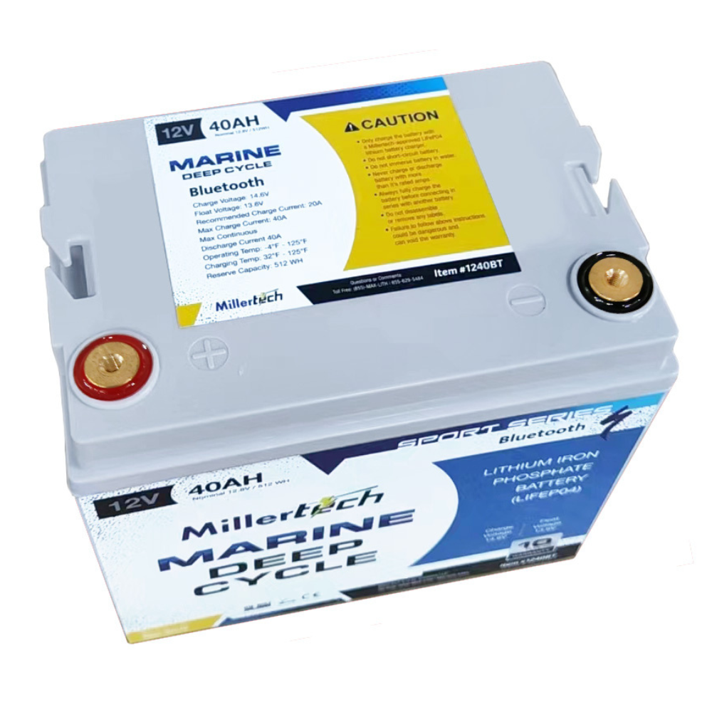 Millertech Sport Series 12v 40 AH Bluetooth Lithium Deep Cycle Battery