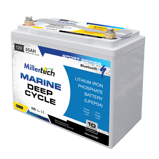 Millertech Sport Series 12v 55 AH Bluetooth Lithium Deep Cycle Battery