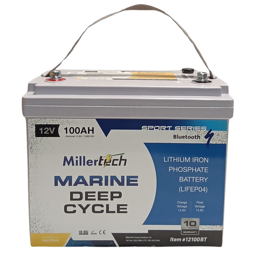 Millertech Sport Series 12v 100 AH Bluetooth Lithium Deep Cycle Battery