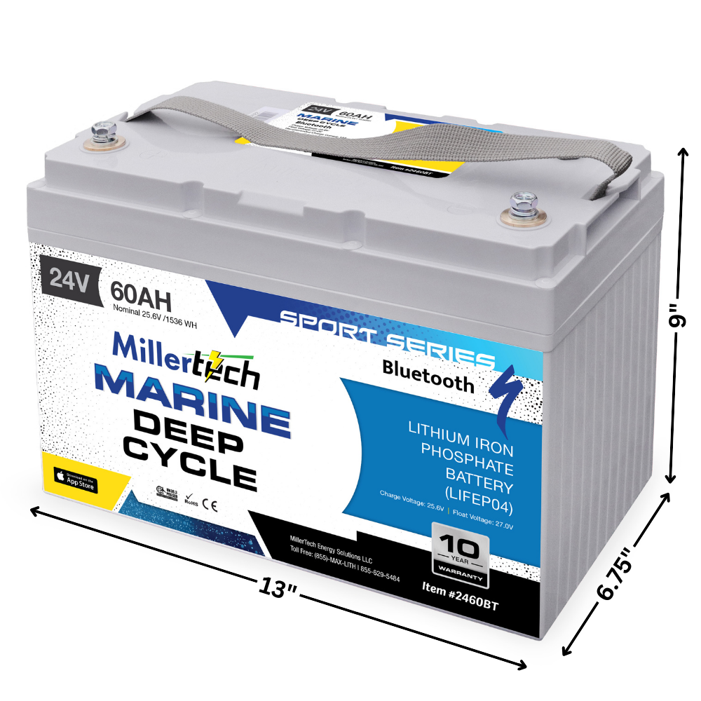 Millertech Sport Series 24v 60 AH Bluetooth Lithium Deep Cycle Battery