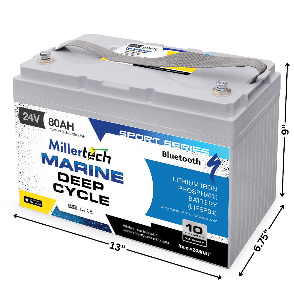 Millertech Sport Series 24v 80 AH Bluetooth Lithium Deep Cycle Battery