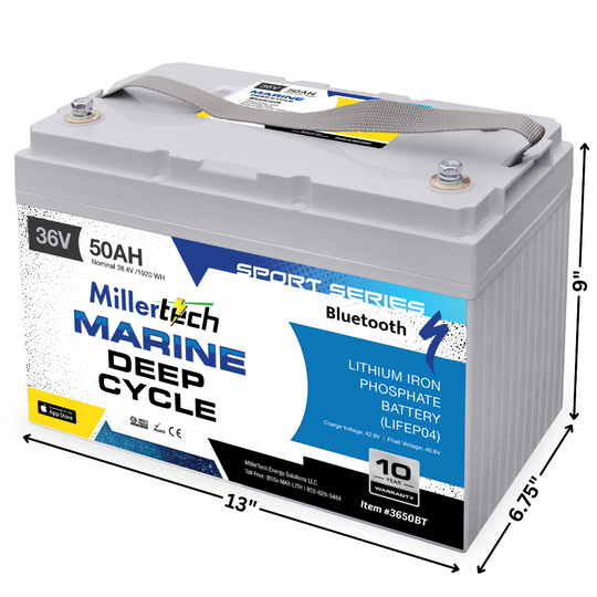 Millertech Sport Series 36v 50 AH Bluetooth Lithium Deep Cycle Battery