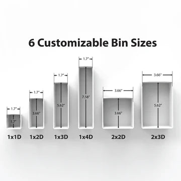 6 Customizable 1x1D (Deep) Bins