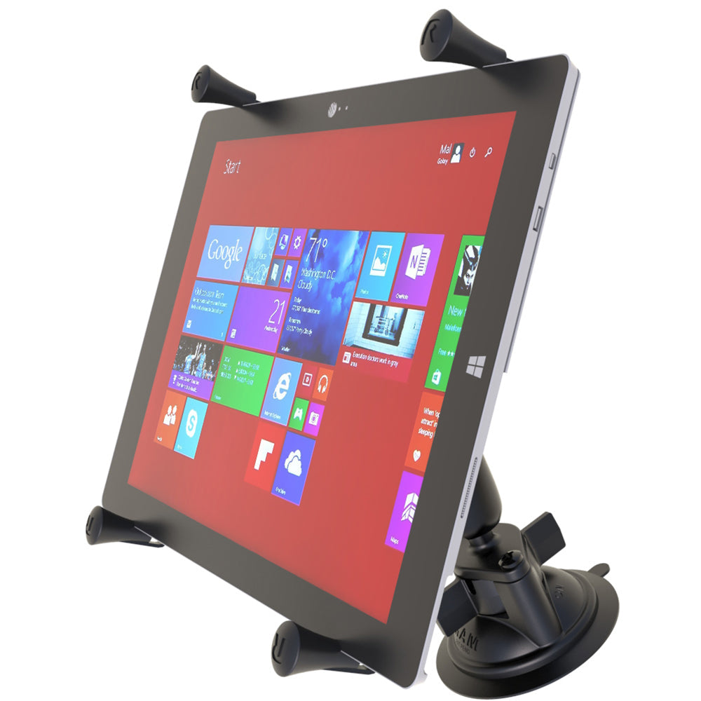 RAM Mount Twist-Lock Suction Cup Mount w/Universal X-Grip Cradle for 12" Large Tablets [RAM-B-166-UN11U]